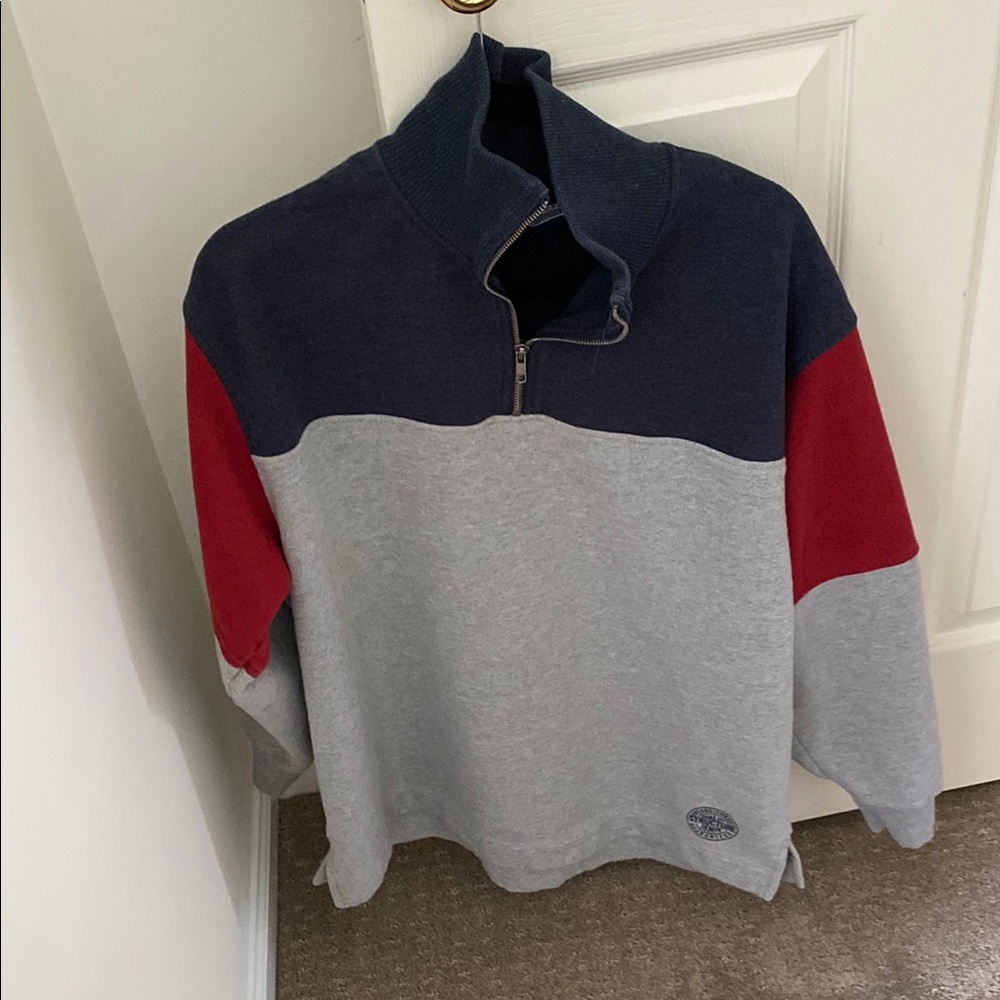 Structure Men's Navy and Red Zip-Up Sweater